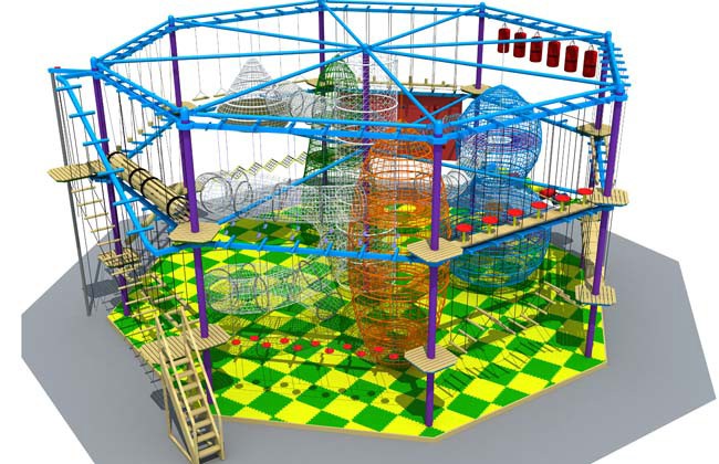 Adventure Indoor Ropes Course Playground Structure