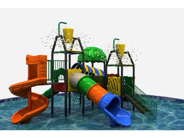 Kids Water Park Slide with Water Fountain Systems